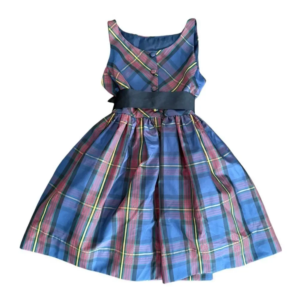 Ralph Lauren Dress Plaid Belted Ribbon Pockets 10
